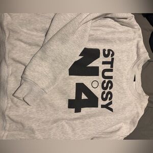 Stussy Gray Crewneck Sweater with Black Print